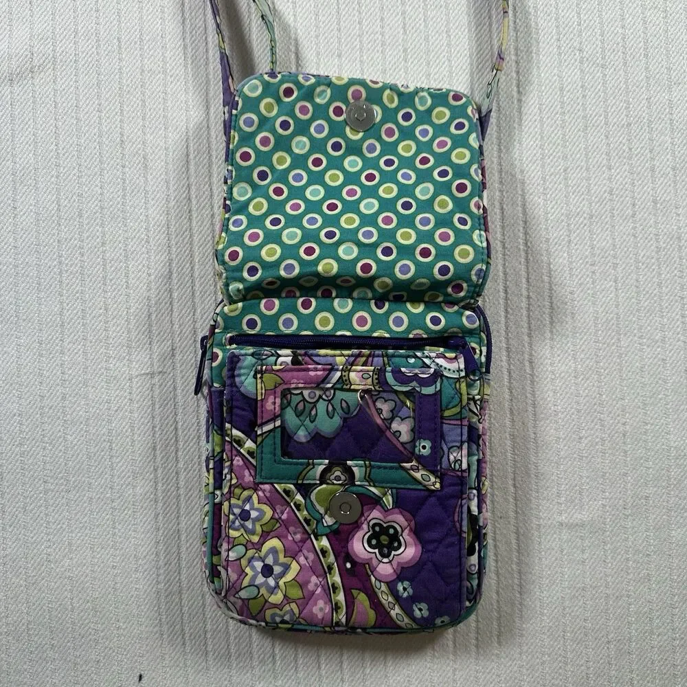 Vera Bradley Purple Floral Paisley Small Hipster Crossbody Purse~Snap/Zip